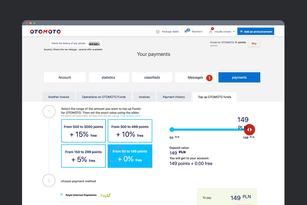 Interface of an old product dashboard with severe usability issues.