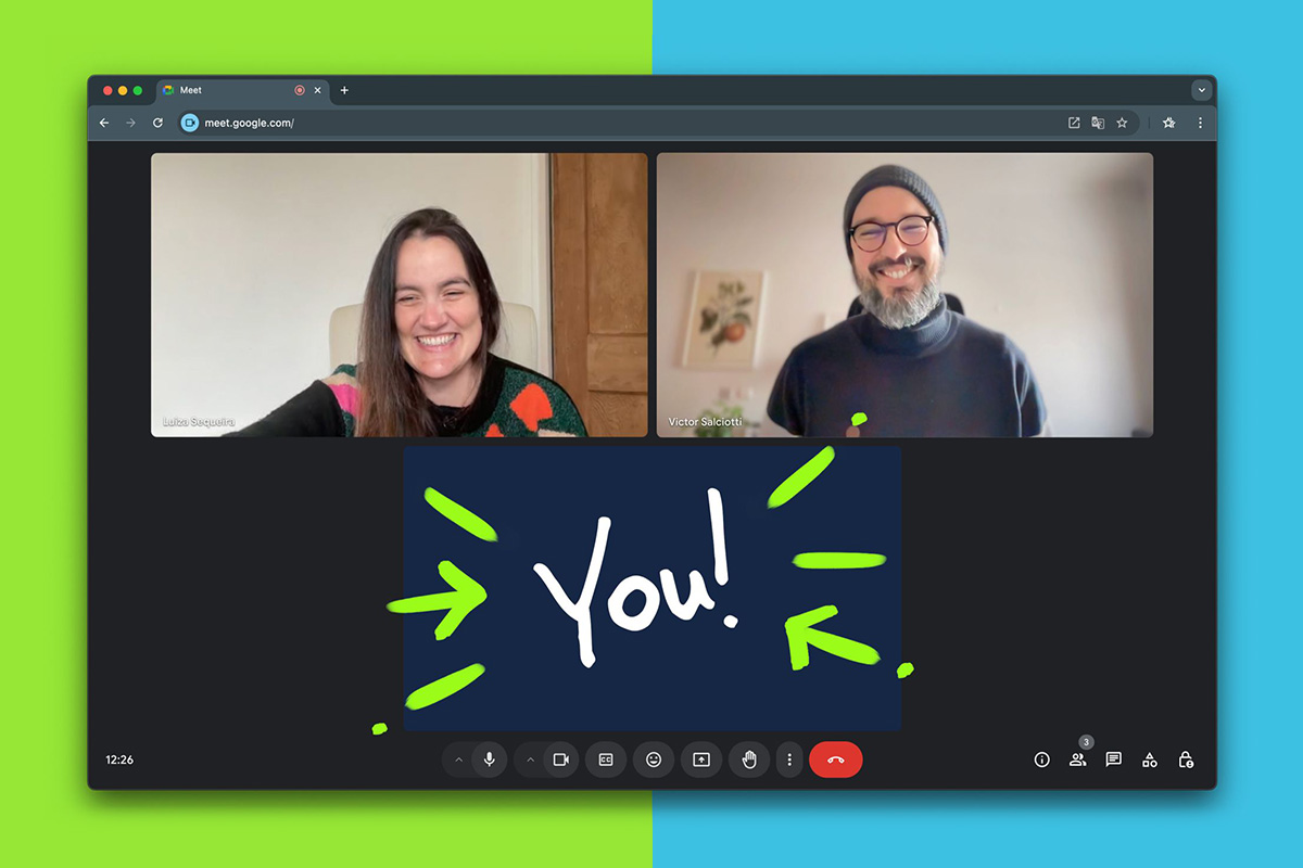 A screenshot of Zoom with Luiza, Victor, and a mentee on a call.